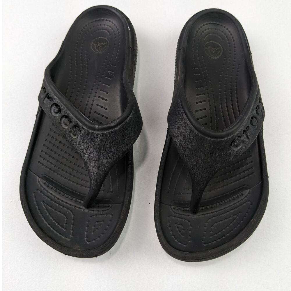 Crocs Youth Size 12/13 Baya Flip Black Sandals